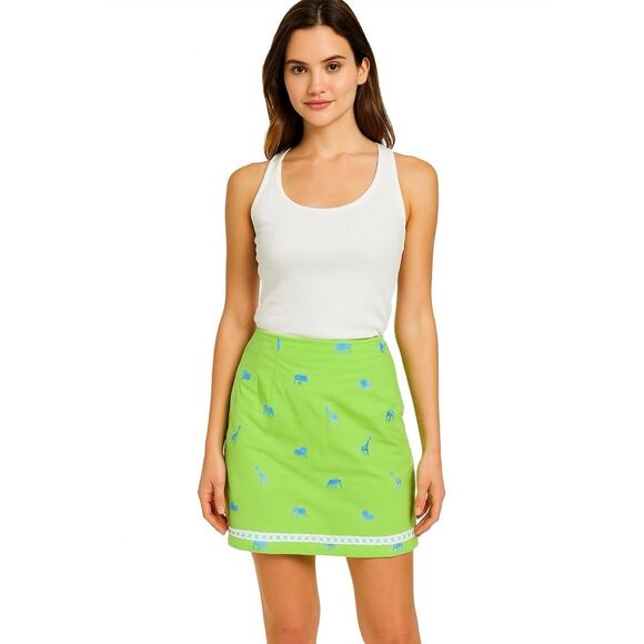 Vintage Lilly Pulitzer White Label Embroidered Safari Skirt Size 0 Preppy - Picture 14 of 14